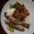 Cajun-spiced BBQ fish strips and salad